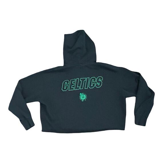 Nike Celtics Women’s Black Cropped Hoodie Sz M Sportswear Sporty Streetwear NBA - Picture 4 of 11